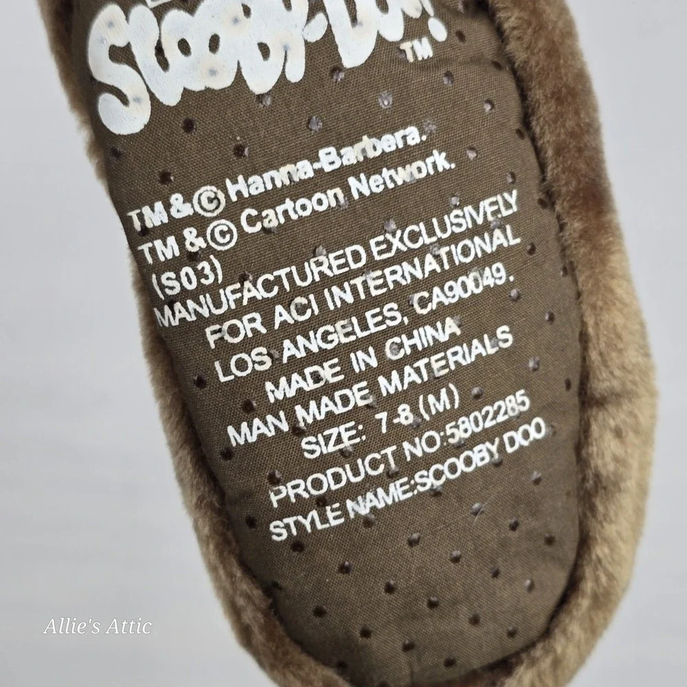 Kids Scooby-Doo Slippers Size 7-8 M Vintage Plush Cartoon Network Boys Girls